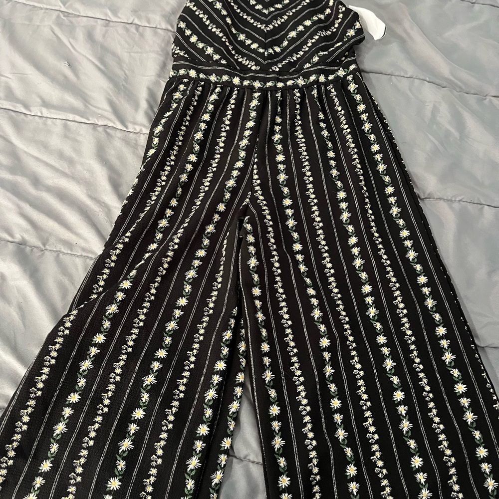 Knitworks Black with White Floral Casual Jumpsuit